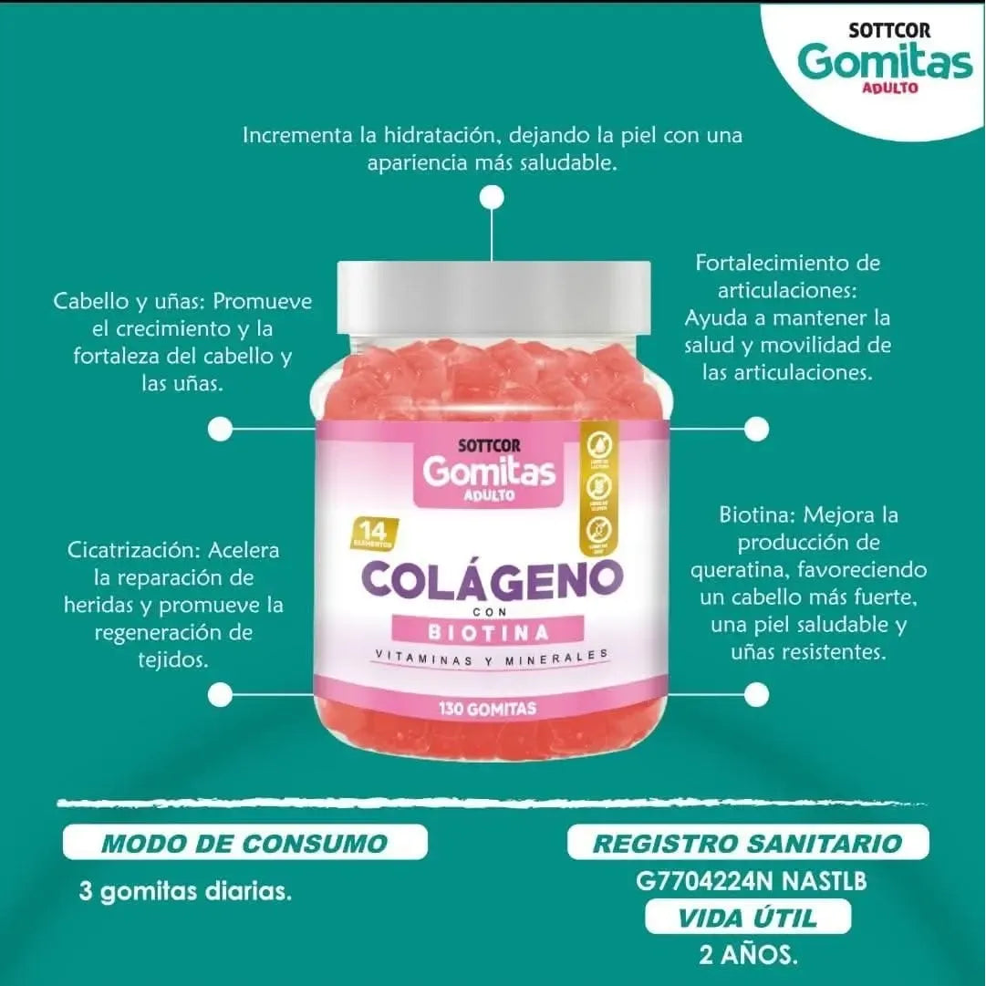 COLAGENO PARA ADULTOS 130 GOMITAS SOTTCOR
