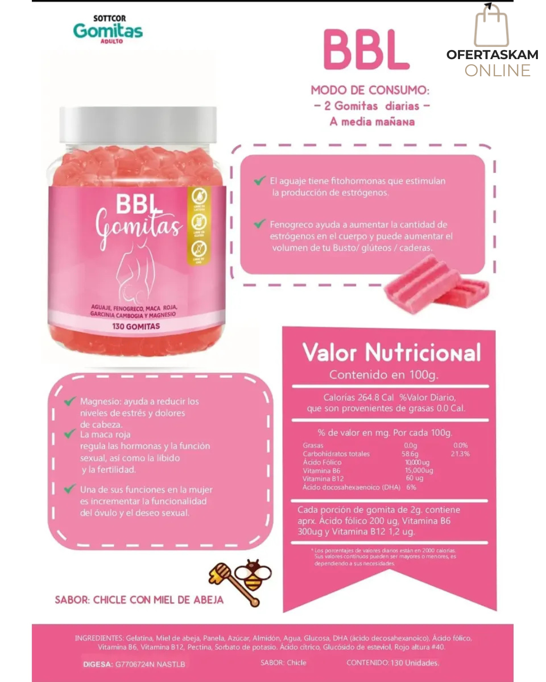 Aguaje Bbl para Adultos Gomitas Sottcor